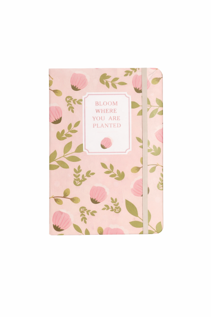 Σημειωματάριο Ροζ Floral Pastel A5 με Λάστιχο για Σχολείο & Γραφείο