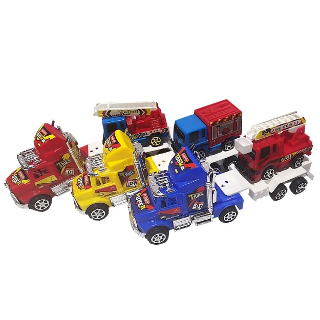 Νταλίκα Friction με Όχημα Γερανό Κίτρινη 24x10x7cm