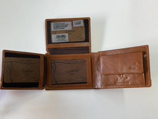Lavor 1-7105 Δερμάτινο Ανδρικό Πορτοφόλι με RFID Κονιάκ