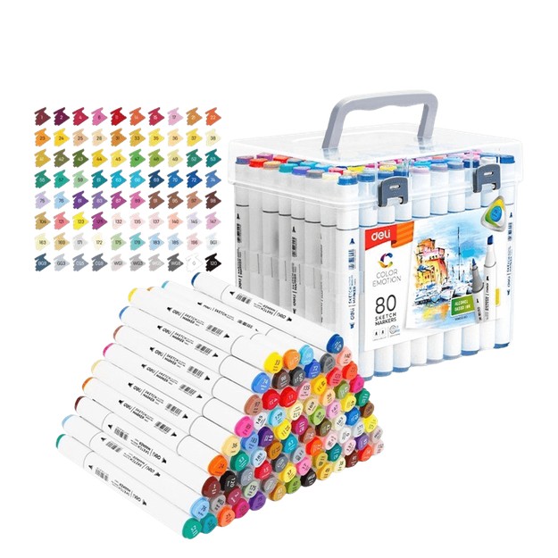 Deli Emotion Μαρκαδόροι Ζωγραφικής με Διπλή Μύτη Σετ 80τμχ 231.482057