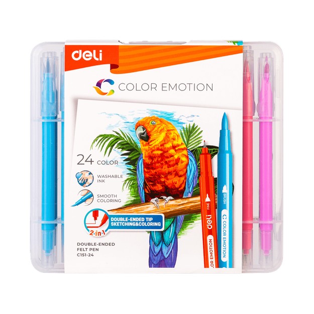 Deli Color Emotion Μαρκαδόροι Ζωγραφικής Brush με Διπλή Μύτη Σετ 24τμχ 231.009111