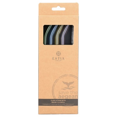 ESTIA ΚΑΛΑΜΑΚΙΑ ΓΥΑΛΙΝΑ ΜΕ ΒΟΥΡΤΣΑΚΙ ΣΕΤ 4 ΤΕΜ. ΠΟΛΥΧΡΩΜΑ