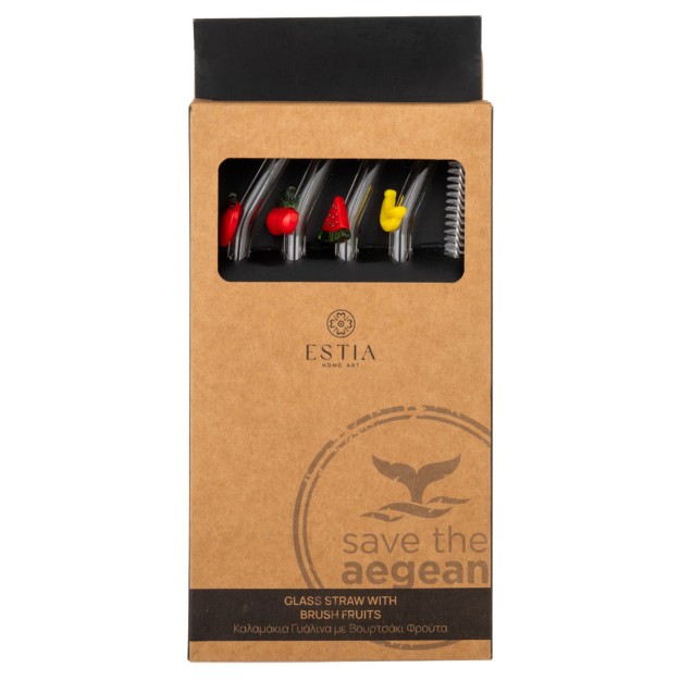 ESTIA ΚΑΛΑΜΑΚΙΑ ΓΥΑΛΙΝΑ ΜΕ ΒΟΥΡΤΣΑΚΙ ΣΕΤ 4 ΤΕΜ. ΦΡΟΥΤΑ