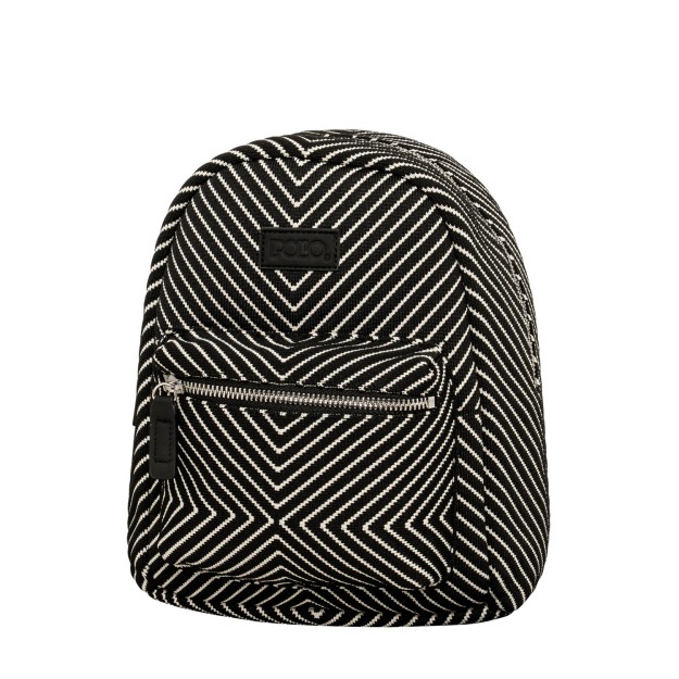 Polo Seya Γυναικεία Τσάντα Πλάτης Μικρή Μαύρο/Άσπρο 9-11-007-8485