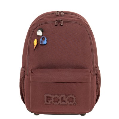 Polo Pins Σχολική Τσάντα Πλάτης Δημοτικού Μπορντό 9-01-059-3400