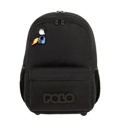 Polo Pins Σχολική Τσάντα Πλάτης Δημοτικού Μαύρη 9-01-059-2000