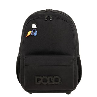 Polo Pins Σχολική Τσάντα Πλάτης Δημοτικού Μαύρη 9-01-059-2000