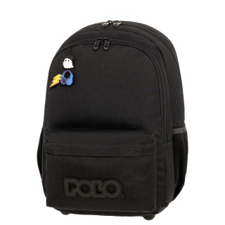 Polo Pins Σχολική Τσάντα Πλάτης Δημοτικού Μαύρη 9-01-059-2000