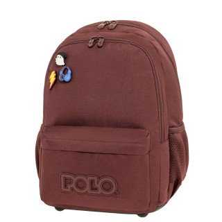 Polo Pins Σχολική Τσάντα Πλάτης Δημοτικού Μπορντό 9-01-059-3400