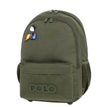 Polo Pins Σχολική Τσάντα Πλάτης Δημοτικού Χακί 9-01-059-6400