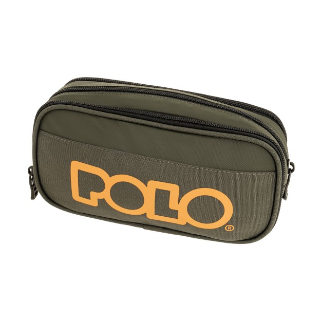 Polo Cryptic Κασετίνα Τριπλή Υφασμάτινη Χακί/Πορτοκαλί 9-37-001-6501