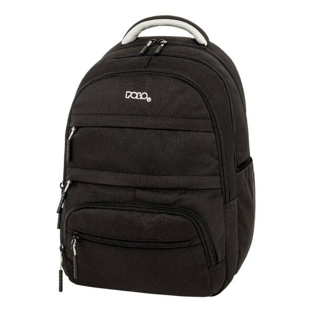 Polo Multi Pocket Σχολική Τσάντα Πλάτης Δημοτικού Μαύρη 9-01-064-2000