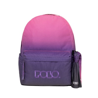 Polo Original Scarf Gradient Σχολική Τσάντα Πλάτης Γυμνασίου-Λυκείου Ροζ/Μωβ 9-01-162-8415
