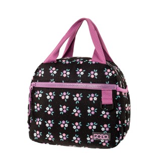 Polo Coolmi Τσάντα Φαγητού Μαύρη/Φούξια Λουλουδάκια 9-71-002-4400