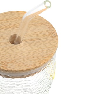 ESTIA ΠΟΤΗΡΙ ΝΕΡΟΥ ΓΥΑΛΙΝΟ ΜΕ BAMBOO ΚΑΠΑΚΙ & ΚΑΛΑΜΑΚΙ ΛΕΜΟΝΙ 420ml