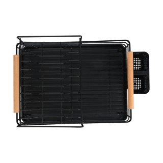 ESTIA ΠΙΑΤΟΘΗΚΗ BAMBOO ESSENTIALS ΔΙΩΡΟΦΗ ΜΕΤΑΛΛΙΚΗ ΜΑΥΡΗ ΜΕ BAMBOO ΛΑΒΕΣ