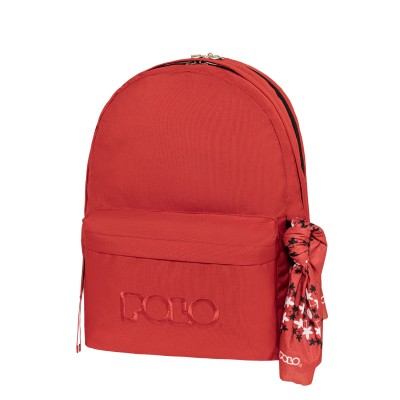 Polo Original Double Scarf Σχολική Τσάντα Πλάτης Γυμνασίου - Λυκείου Κόκκινη 9-01-235-3000