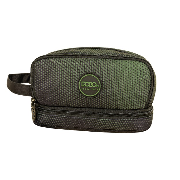 Polo Handle Τριπλή Κασετίνα Υφασμάτινη Μαύρο/Πράσινο 9-37-015-8418