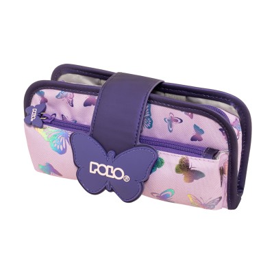 Polo Rubber Διπλή Κασετίνα Υφασμάτινη με Σχέδια Μωβ 9-37-019-8436