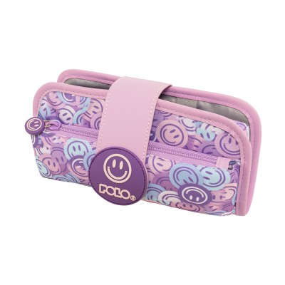 Polo Rubber Διπλή Κασετίνα Υφασμάτινη με Σχέδια Λιλά 9-37-019-8440