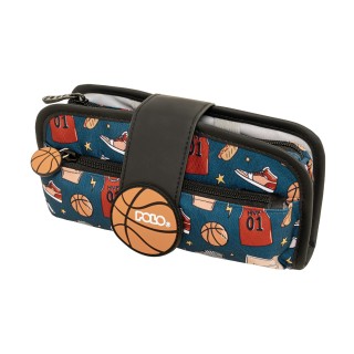 Polo Rubber Διπλή Κασετίνα Υφασμάτινη με Σχέδια Μπλε 9-37-019-8442