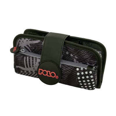 Polo Rubber Διπλή Κασετίνα Υφασμάτινη με Σχέδια Μαύρη 9-37-019-8438