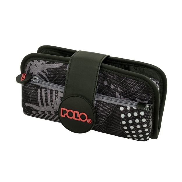 Polo Rubber Διπλή Κασετίνα Υφασμάτινη με Σχέδια Μαύρη 9-37-019-8438