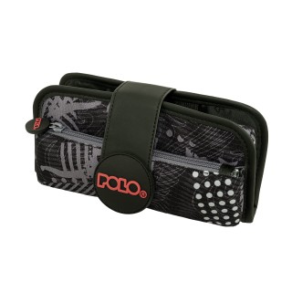 Polo Rubber Διπλή Κασετίνα Υφασμάτινη με Σχέδια Μαύρη 9-37-019-8438