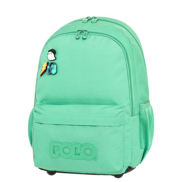 Polo Pins Σχολική Τσάντα Πλάτης Δημοτικού Πράσινη 9-01-059-6700