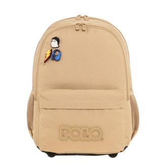 Polo Pins Σχολική Τσάντα Πλάτης Δημοτικού Μπεζ 9-01-059-7700