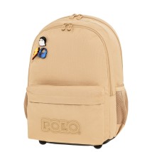 Polo Pins Σχολική Τσάντα Πλάτης Δημοτικού Μπεζ 9-01-059-7700
