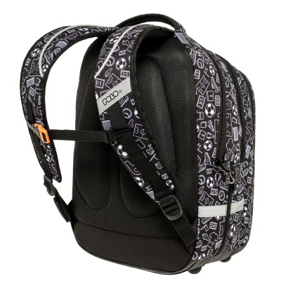 Polo Fusion Σχολική Τσάντα Πλάτης Δημοτικού Μαύρο/Άσπρο Ποδόσφαιρο 9-01-077-8432