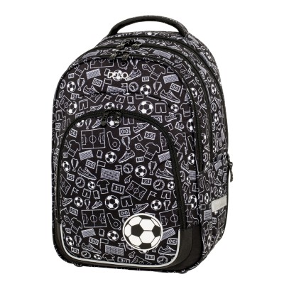 Polo Fusion Σχολική Τσάντα Πλάτης Δημοτικού Μαύρο/Άσπρο Ποδόσφαιρο 9-01-077-8432