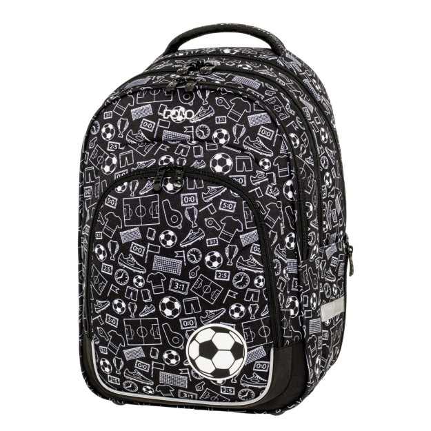 Polo Fusion Σχολική Τσάντα Πλάτης Δημοτικού Μαύρο/Άσπρο Ποδόσφαιρο 9-01-077-8432