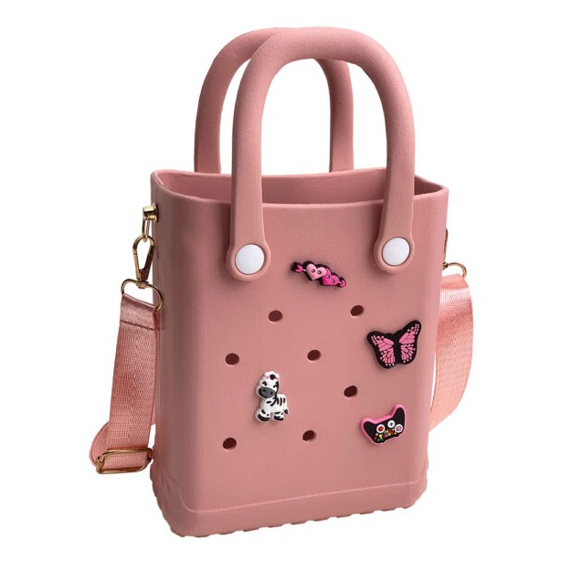 Typotrust Τσάντα Croqbag με 4 Διακοσμητικά Pins Ροζ 20x16εκ.