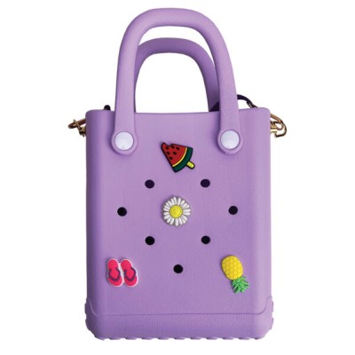 Typotrust Τσάντα Croqbag με 4 Διακοσμητικά Pins Μωβ 20x16εκ.