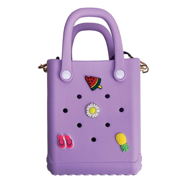 Typotrust Τσάντα Croqbag με 4 Διακοσμητικά Pins Μωβ 20x16εκ.