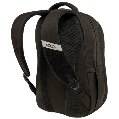 Polo Patches Σχολική Τσάντα Πλάτης Δημοτικού Μαύρη Σχέδια Velcro 9-01-079-2000