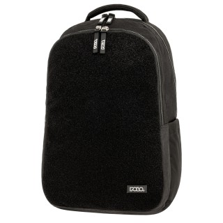 Polo Patches Σχολική Τσάντα Πλάτης Δημοτικού Μαύρη Σχέδια Velcro 9-01-079-2000