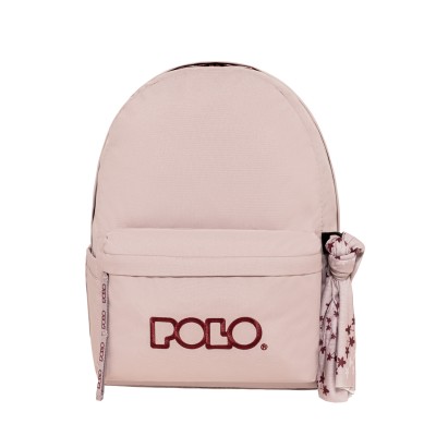 Polo Original Scarf Σακίδιο Σχολική Τσάντα Πλάτης Γυμνασίου - Λυκείου Ροζ/Μπορντώ 9-01-135-4532