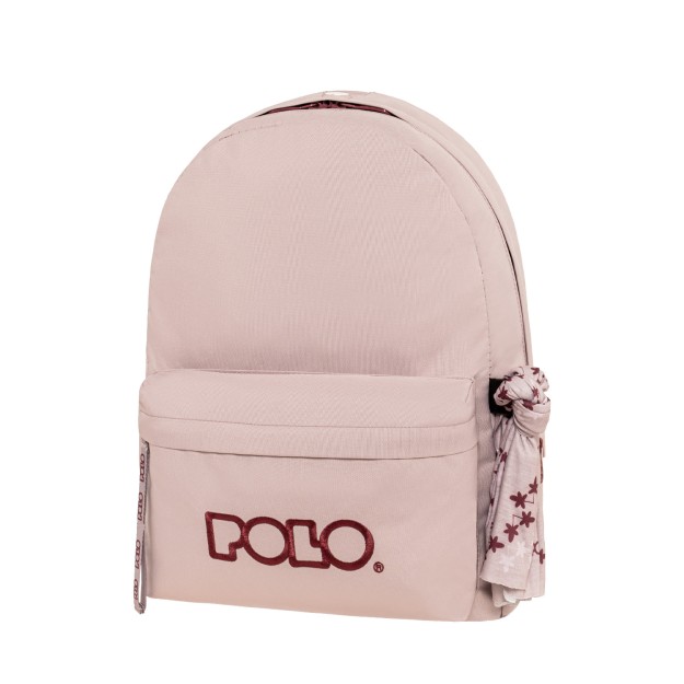 Polo Original Scarf Σακίδιο Σχολική Τσάντα Πλάτης Γυμνασίου - Λυκείου Ροζ/Μπορντώ 9-01-135-4532