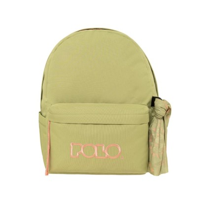 Polo Original Scarf Σακίδιο Σχολική Τσάντα Πλάτης Γυμνασίου - Λυκείου Λαδί/Ροζ 9-01-135-6139