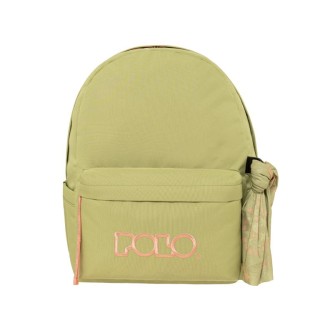 Polo Original Scarf Σακίδιο Σχολική Τσάντα Πλάτης Γυμνασίου - Λυκείου Λαδί/Ροζ 9-01-135-6139