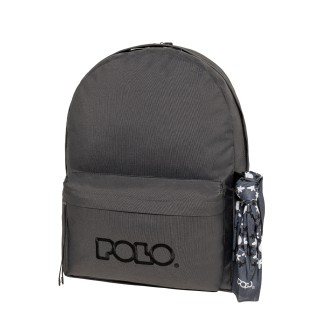 Polo Original Double Scarf Σχολική Τσάντα Πλάτης Γυμνασίου - Λυκείου Γκρι 9-01-235-2620