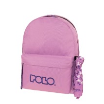 Polo Original Double Scarf Σχολική Τσάντα Πλάτης Γυμνασίου - Λυκείου Λιλά 9-01-235-4649