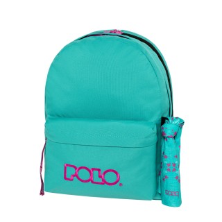 Polo Original Double Scarf Σχολική Τσάντα Πλάτης Γυμνασίου - Λυκείου Πετρόλ/Μωβ 9-01-235-5644