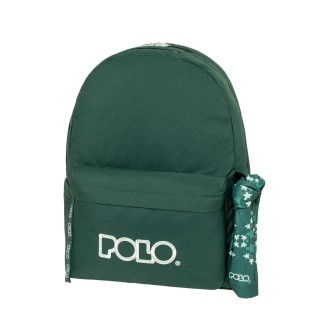 Polo Original Double Scarf Σχολική Τσάντα Πλάτης Γυμνασίου - Λυκείου Πράσινο Σκούρο 9-01-235-6357