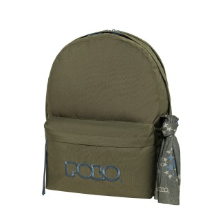Polo Original Double Scarf Σχολική Τσάντα Πλάτης Γυμνασίου - Λυκείου Χακί/Γαλάζιο 9-01-235-6558