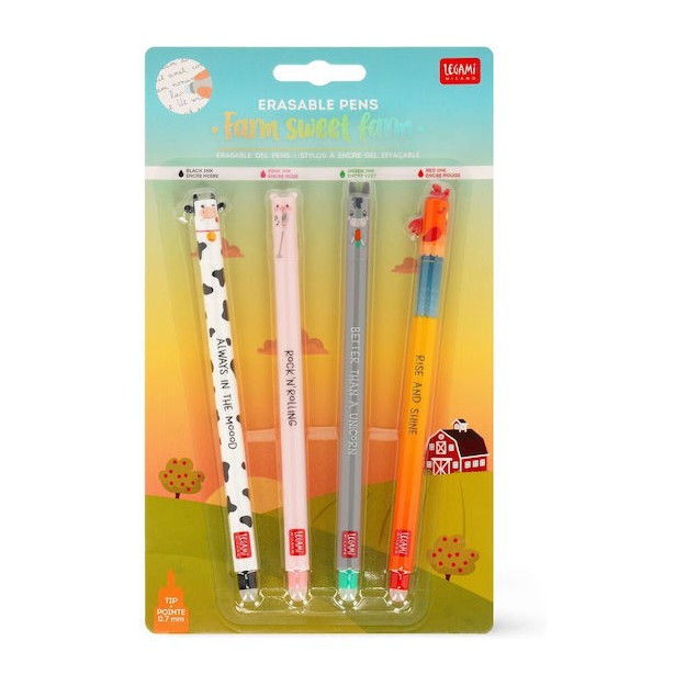 Legami Milano Set of Three Erasable Pens ''Farm Sweet Farm'' 4 Τεμάχια EPSET0016