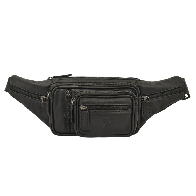 Daston 008 Ανδρικό Δερμάτινο Τσαντάκι Μέσης Μαύρο